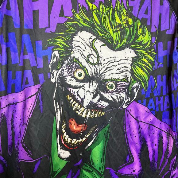 DC Comics Batman Joker All Over Print Black Polyester Shirt US M Short Sleeve